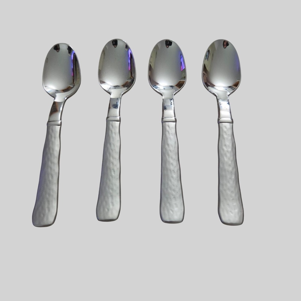 Oneida Heirloom Moraine Stainless Coffee / Teaspoons Set 4 Satin Hammered Handle